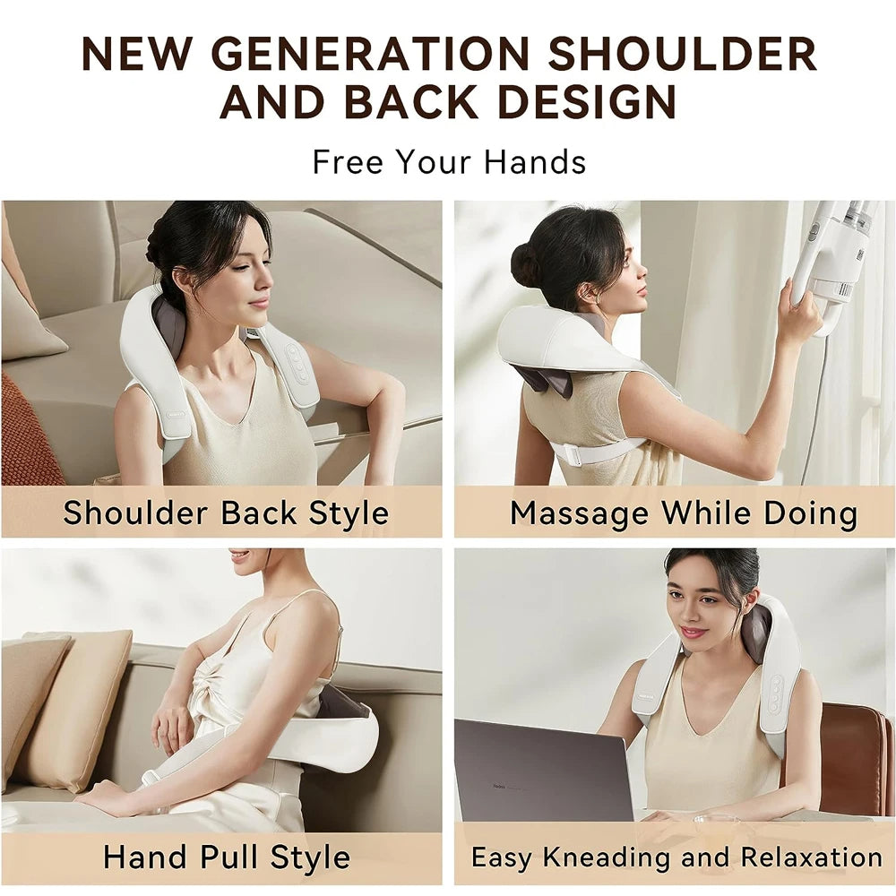 5D Kneading Shiatsu Massage Shawl Neck Chiropractic Massager for Shoulder Pain Relief Heating Neck Massageador Massagem New