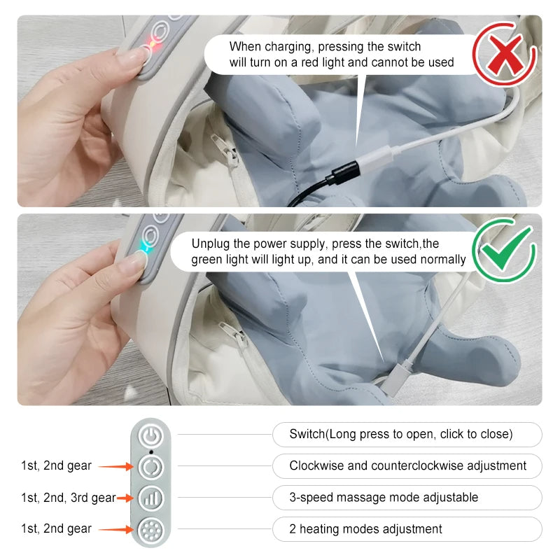5D Kneading Shiatsu Massage Shawl Neck Chiropractic Massager for Shoulder Pain Relief Heating Neck Massageador Massagem New