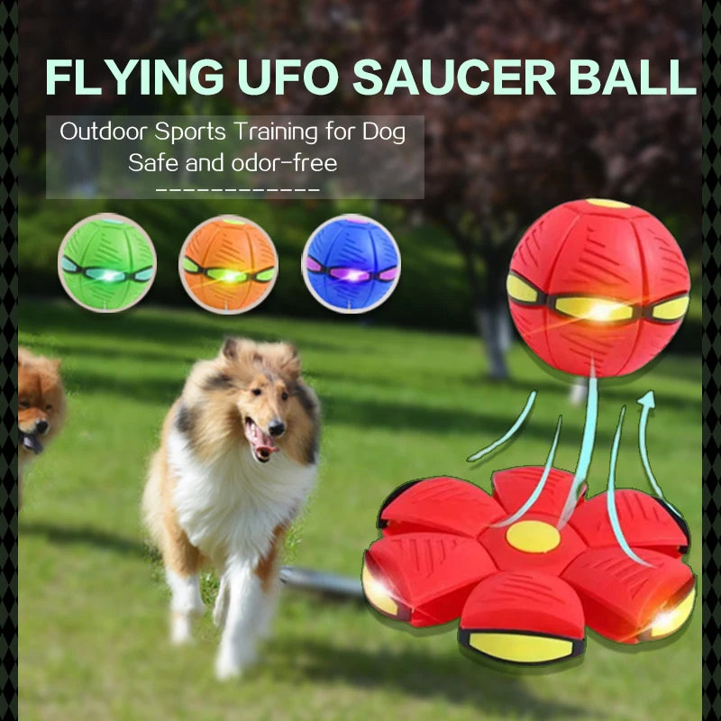 New Pet Dog Toys Flying UFO Saucer Disk Ball Durable Soft Rubber Ball Interactive Outdoor Sports Dog Training Funny Pet Toy