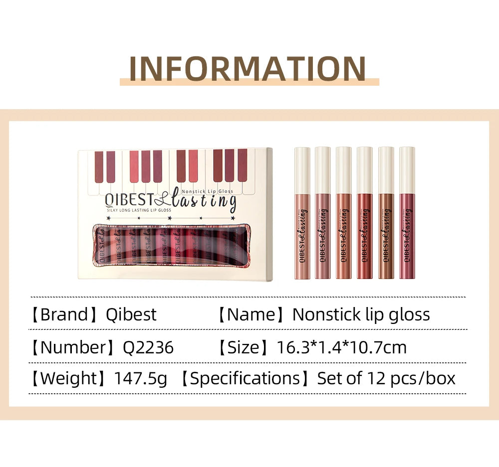 12 Colors Matte Liquid Lipstick Sets Lip Gloss Waterproof Long Lasting Sexy Red White Black Nude Lipgloss Makeup Sets For Women