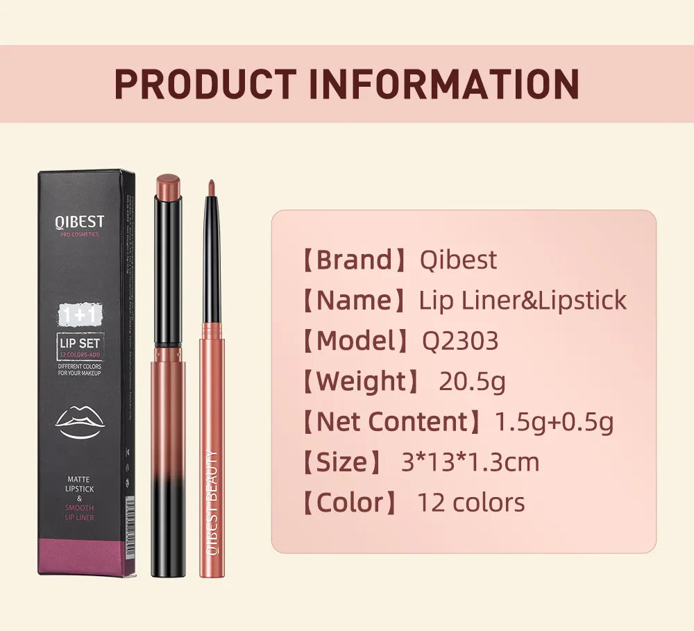 2023 New Matte Nude Lipstick Pen Long Lasting Lipliner Lip Pencil Waterproof Lip Liner Contour Sexy Red Lip Makeup Set For Women