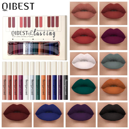 12 Colors Matte Liquid Lipstick Sets Lip Gloss Waterproof Long Lasting Sexy Red White Black Nude Lipgloss Makeup Sets For Women