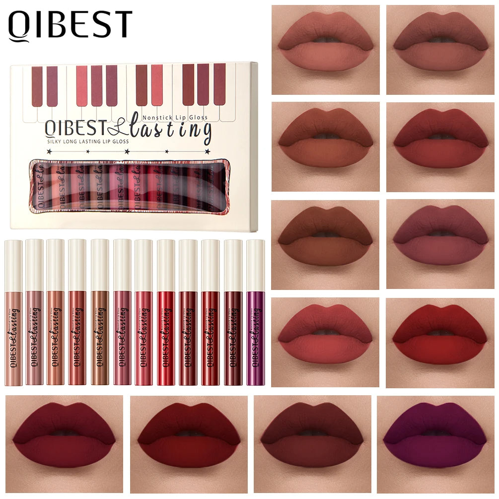 12 Colors Matte Liquid Lipstick Sets Lip Gloss Waterproof Long Lasting Sexy Red White Black Nude Lipgloss Makeup Sets For Women