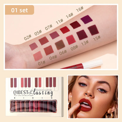 12 Colors Matte Liquid Lipstick Sets Lip Gloss Waterproof Long Lasting Sexy Red White Black Nude Lipgloss Makeup Sets For Women